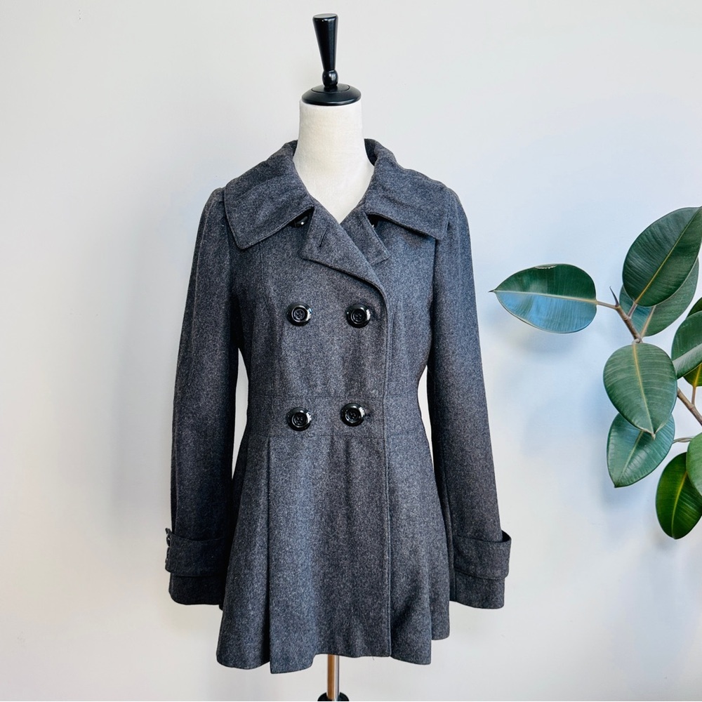 M60 Miss Sixty WOOL Blend Pleated Peacoat Jacket with Pockets Size M